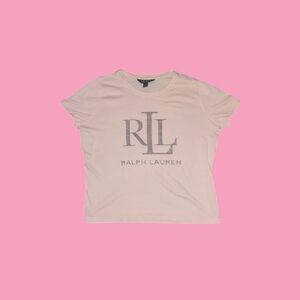 Y2K Ralph Lauren Super Soft Rhinestone Logo Baby Tee Size XS